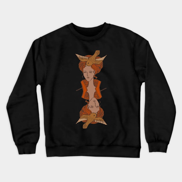 Queen Goddess of Birds Crewneck Sweatshirt by Cecilia Mok